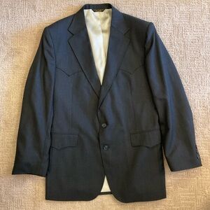 🌟🩶 Pagano West Men Vintage USA Western Blazer 42R Dark Gray Classic Timeless
